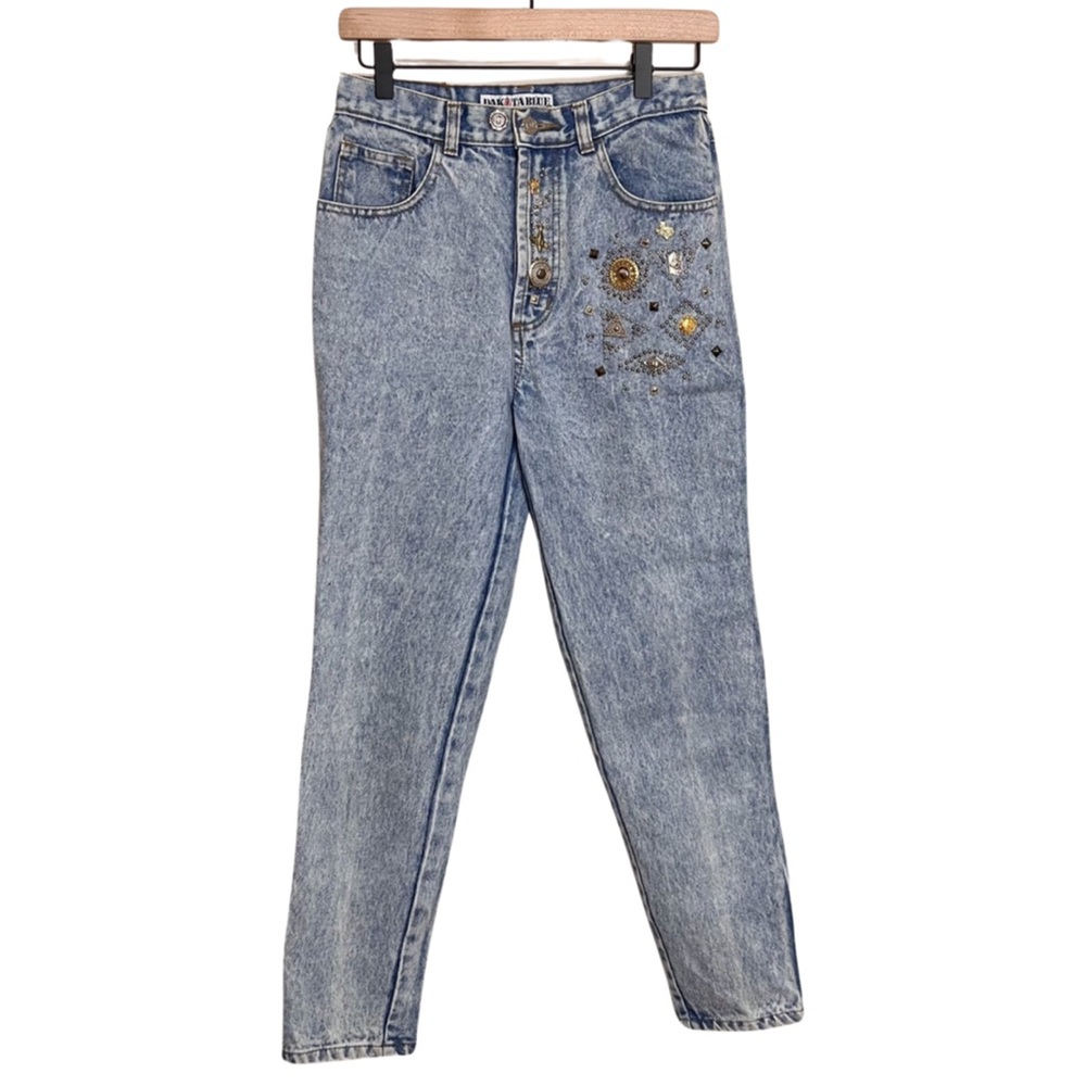 Vintage Acid Wash Dakota Blue Embellished Jeans